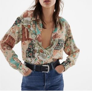 Zara Satin Effect Button Down Shirt